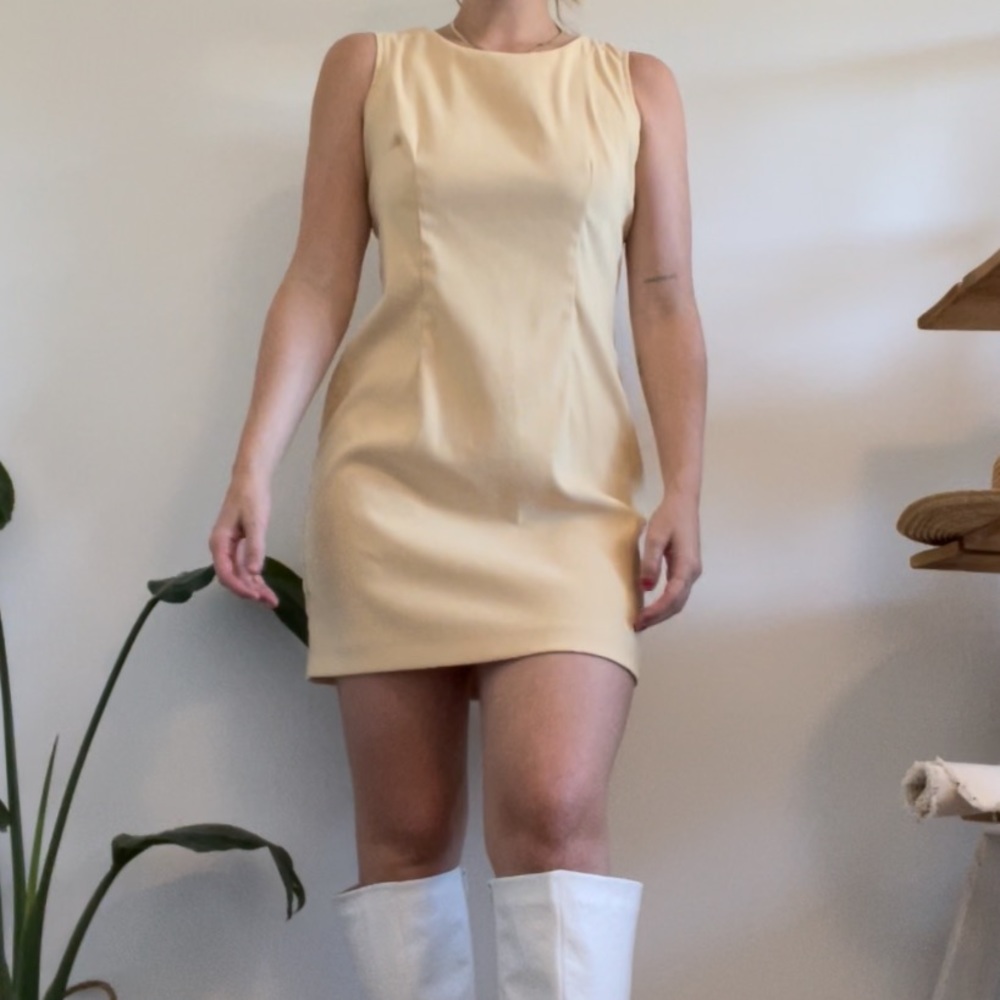 Sleeveless Mini Dress in Soft Cream